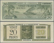 New Caledonia: 20 Francs ND(1944) P. 49, light center fold and one very very light second vertical fold, no holes or tears, crisp paper and bright col...