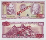 Peru: Banco Central de Reserva del Perú 1000 Soles de Oro October 16th 1970 SPECIMEN, P.105as in perfect UNC condition