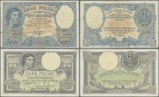 Poland: Pair with 100 Zlotych 1919 P.57 (F-) and 500 Zlotych 1919 P.58 in VF (small border tear) (2 pcs.)