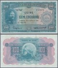 Portuguese Guinea: 100 Escudos 1964, P.41, excellent condition with only one soft vertical fold: XF