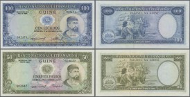 Portuguese Guinea: set of 2 notes containing 50 & 100 Escudos 1971 P. 44, 55, both in condition: UNC. (2 pcs)