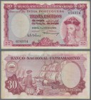 Portuguese India: 30 Escudos 1959, P.41, very nice note with some folds and lightly toned paper. Condition: F+