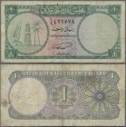 Qatar & Dubai: 1 Riyal 1960 P. 1 in used condition with several folds and creases, no holes or tears, condition: F- to F.