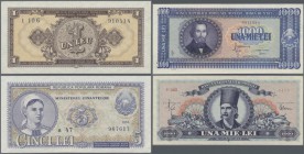 Romania: Very nice lot with 16 Banknotes with 1 - 5 Lei 1952, 20 Lei 1950, 1000 Lei 1948, 1000 Lei 1950, 10, 20 and 100 Lei 1952, 1, 3, 5, 10, 25, 50 ...