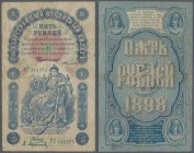 Russia: 5 Rubles 1898, P.3, 1 cm tear at center and several folds and creases. Condition: F-