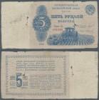 Russia: 5 Gold Rubles 1924, P.180, highly rare note in almost well worn condition with a number of small tears along the borders and at center: VG to ...