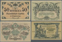 Russia: South Russia and Rostov on Don set with 13 Banknotes comprising for example Odessa 50 Kopeks, 5, 10 and 25 Rubles, Elisabetgrad 50 Rubles, Ros...