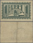 Russia: POW camp IRKUTSK 1 Ruble ND, P.NL (Adamovsky 3.2.1), stained paper with several folds. Condition: F