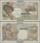 Saint Pierre & Miquelon: 1 Nouveau Franc ND(1960) overprint on 50 Francs Reunion P. 44, S/N 073353477, this example in great crisp and colorful condit...