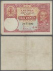 Sarawak: 10 Cents 1940, P.25a, lightly toned paper with several folds. Condition: F