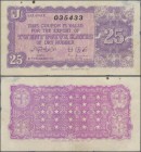 Sarawak: 25 Katis 1941 Rubber Coupon, P.NL with parts of thin paper at right border and brownish stains at upper left margin. Condition: F/F+