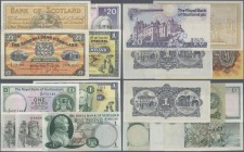 Scotland: set of 10 notes containing Bank of Scotland 1 Pound 1985 P. 111 (VF), 1 Pound 1948 P. 96 (XF+), Clydesdale Bank PLC 2x 1 Pound 1985 P. 211 (...