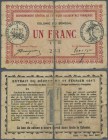 Senegal: Gouvernement Général de l'Afrique Occidentale Française 1 Franc L.11.02.1917, P.2a, well worn condition, torn into two halfs with tape on bac...