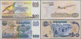 Singapore: set of 2 notes containing 20 & 50 Dollars 1976/79 P. 12, 13 in condition: UNC. (2 pcs)
