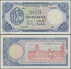 Somalia: Banca Nazionale Somala 100 Scellini 1966 SPECIMEN, P.8s, soft diagonal fold at center and upper right corner, tiny spots at upper left corner...