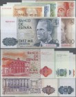 Spain: set of 6 notes complete set from 200 to 5000 Pesetas 1979/80/85 P. 156-161, the 200 in UNC, the 500 in UNC, the 1000 in VF, the 2000 in UNC, th...
