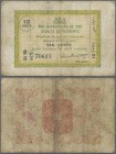 Straits Settlements: 10 Cents ND P. 6, used with vertical and horizontal folds, light stain in paper, no holes or tears, no repairs, stong paper and n...