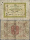 Straits Settlements: 10 cents 1919 P. 6c in used condition with folds and stain in paper, condition: F-.