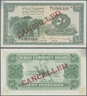Sudan: 50 Piastres 1956 Specimen P. 2As, with specimen serial number B/1 0000 000, red ”cancelled” overprint on front and back, 4 tiny cancellation ho...