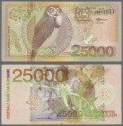 Suriname: 25.000 Gulden 2000, P.154, nice item with several folds and minor spots, but still strong paper. Condition: VF
