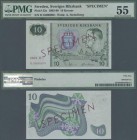 Sweden: 10 Kroner 1963 SPECIMEN, P.52s, tiny pinholes at upper left and a few creases in the paper, PMG graded 55 About Uncirculated