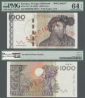 Sweden: 1000 Kronor ND(2005) SPECIMEN, P.67s in almost perfect condition, PMG graded 64 Choice Uncirculated EPQ