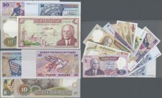 Tunisia: set of 15 banknotes containing 5 Dinars 1993, 3x 10 Dinars 1994, 2x 20 Dinars 1992,1 Dinar 1980, 5 Dinars 1965, 2x 1/2 Dinar 1972, 1 Dinar 19...
