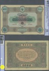 Turkey: Rare Specimen banknote of 1000 Livres ND(1912) AH1331, P. 107s, RS-6-4, with arabic specimen perforation and with zero serial numbers, light s...