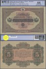 Turkey: 5 Livres ND(1918) Specimen P. 109s with zero serial numbers and Specimen perforation in condition: PCGS graded 64 Choice UNC.