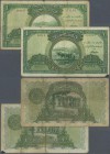 Turkey: Set of 2 notes 1 Livre L.1926 P. 119, similar condition, used with vertical folds, strong center fold, stained paper but no holes, still intac...
