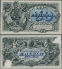 Ukraina: 50 Hriven 1920 P. 26, rare unissued banknote, perforated ”MUSTER”, no folds, but parts of thin paper on back, obviously taken from a presenta...