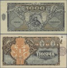 Ukraina: 1000 Hriven 1920 P. 28, extraordinary rare unissued banknote, perforated ”MUSTER”, without folds but with small part of thin paper, obviously...