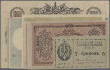 Ukraina: Huge set with 11 Banknotes series 1918-1920 containing 3 x 1000 Karbovantsiv ND(1918-20) P.35a,b, 3 x 10 Karbovantsiv ND(1919) P.36a, 25 Karb...