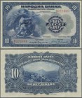 Yugoslavia: 10 Dinars 1920 P. 21 in lightly used condition with folds but no holes or tears, condition: VF.