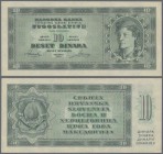 Yugoslavia: 10 Dinara 1950 unissued, P.67S, some minor spots and lightly wavy paper, otherwise perfect. Condition: aUNC