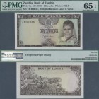 Zambia: 1 Kwacha ND(1968) P. 5a with low serial number #000036, condition: PMG graded 65 Gem UNC EPQ.
