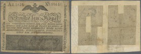 Finland: 75 Kopekaa 1824 P. A26, strong used with small missing parts at lower right, stained paper, several areas especially the borders fixed with s...