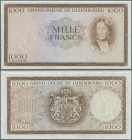 Luxembourg: 1000 Francs ND P. 52B Proof print without serial and signatures, horizontal fold along the upper border, corner fold at upper left corner,...