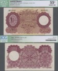 Pakistan: 100 Rupees ND(1953), P.14b in almost perfect condition with a few minor spots and pinholes at left as usually, ICG graded 55 Almost UNC.