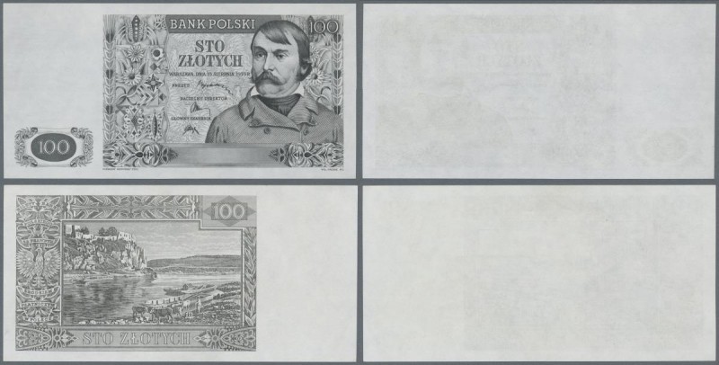 Poland: design Proof of unissued banknote 100 Zlotych 1939 P. NL, black uni colo...