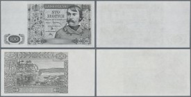 Poland: design Proof of unissued banknote 100 Zlotych 1939 P. NL, black uni color, front and back side seperately printed, both in condition: aUNC.