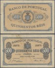 Portugal: 500 Reis 1891 P. 65, center fold, staining at upper border on front, a tiny damage at right border center, no holes, original crispness and ...