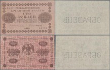 Russia: 100 Rubles State Credit Note 1918, P.92s, consisting of 2 pieces - Front and Back seperatly printed specimen. Condition UNC. (2 pcs.)
