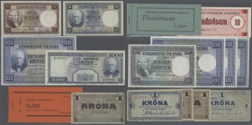 Iceland: lot of about 100 banknotes from Iceland plus about 80 complete booklets of purchase vouchers of Stockholm as well as about 200 single voucher...