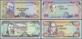 Jamaica: Lot with 38 banknotes Jamaica 1 - 500 Dollars ND(1970's) - 1999 in F- to UNC condition. (38 pcs.)