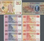 Singapore: Very nice set with 15 Banknotes comprising two original folder with 25 Dollars commemorating 25 years of MAS-Banknote ND(1996), two times 5...