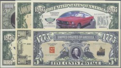 United States of America: large lot of 149 fun notes containing many fun ”US Dollars” with different topics and themes, also contained is a reprint se...