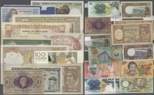 Alle Welt: large high value lot of 77 mostly different banknotes from various countries, mostly Colonial banknotes, containing the following countries...
