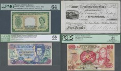 Alle Welt: Very interesting lot with 26 Banknotes comprising Canada The Bank of Nova Scotia 5 Dollars 1935 P. S621, several folds in paper but no hole...