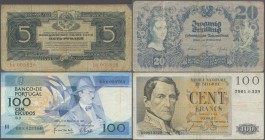 Alle Welt: Box with about 1000 Banknotes from all over the world, comprising for example Hungary 10 Forint 1848, 1000 Korona 1920 ,Austria 20 Schillin...